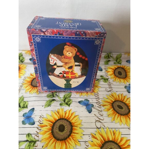 Polystone Teddy Bear on Rocking Horse Lamp Ornament 2 1/2in Tall NIB - Picture 3 of 6